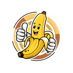 funny cartoon sticker illustration of a walking banana