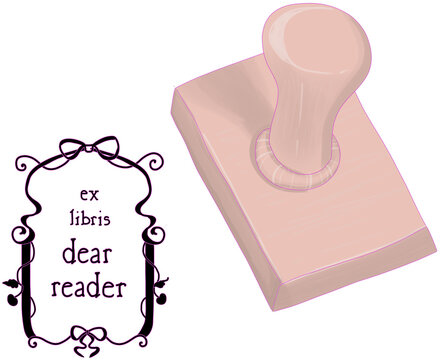 Illustration of Customized Book Stamp for Personal Home Library Reading Ex Libris Dear Reader