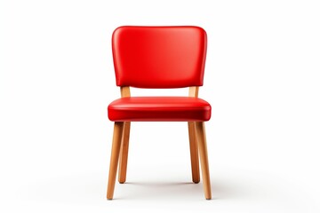 Fototapeta premium Red Wooden Chair isolated on white background. Generative ai