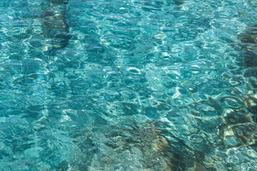 Transparent seawater and light reflections