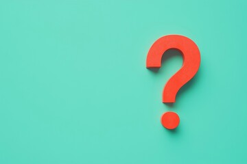Bold Red Question Mark Against Vibrant Teal Background