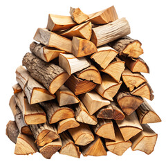 Fototapeta premium Set of stacked firewood transparent background