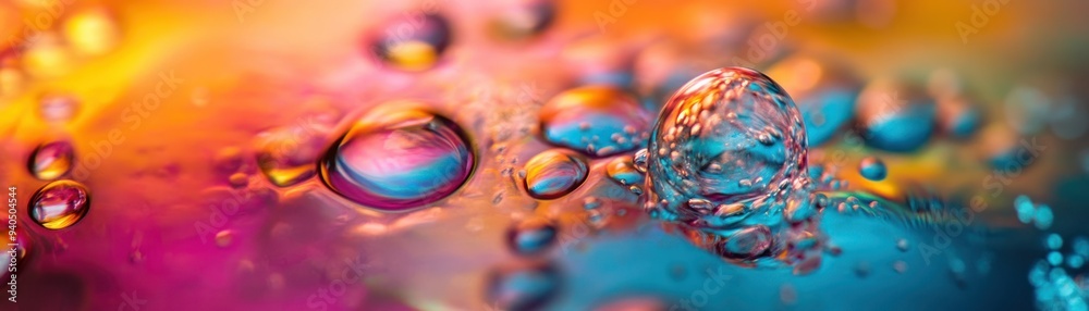 Aufkleber Abstract Close-Up of Colorful Bubbles in a Liquid