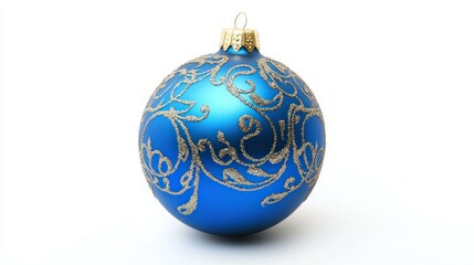Blue Christmas Ornament with Gold Glitter Design