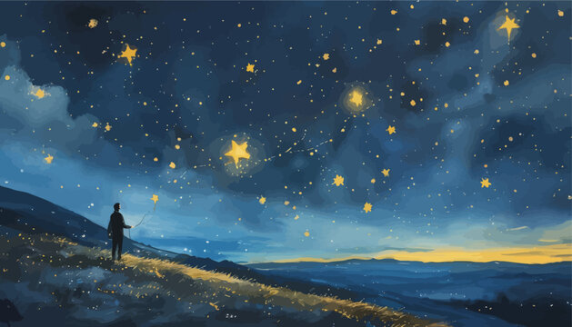 Night Sky Dreamscape: A Lone Star Gazer