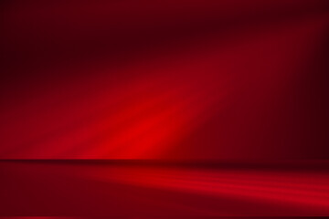 Wall interior background, studio and backdrops show products.with shadow from window color Red background for text insertion and presentation product	