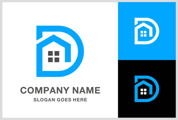 Monogram Letter D House Business Company Stock Vector Logo Design Template