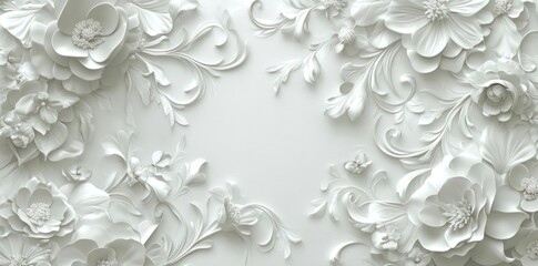 White 3D Floral Wall Decor with Intricate Details