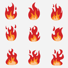 set of fire good for sticker, patter design, logo, icons, etc