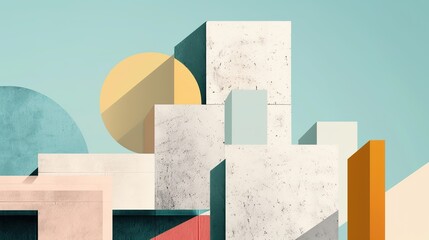 Minimalist architecture wallpaper: embrace the essence of simplicity with geometric shapes, lines, and colors, depicting form and structure in a minimalism way