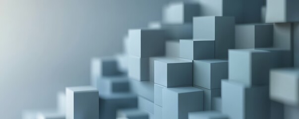 Fototapeta premium Abstract background of stacked grey cubes.