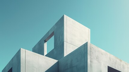Minimalist architecture wallpaper: embrace the essence of simplicity with geometric shapes, lines, and colors, depicting form and structure in a minimalism way
