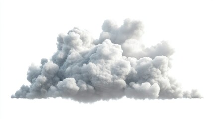 A Single, Large, Gray, Fluffy Cloud Against a White Background