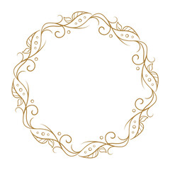 Elegant vector round floral frame with ivy leaves decoration. Vintage style ivy stems wreath.