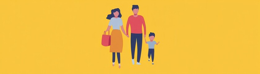 Fototapeta premium Family growth flat design, top view, expanding household theme, animation, vivid