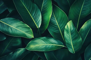 Nature leaves, green tropical forest, backgound illustration concept , ai