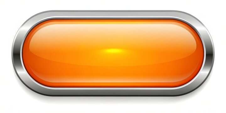 Orange Glassy Button with Silver Frame, web button, ui element, website design, button design