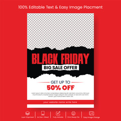 Black Friday sale discount offer vertical print flyer or poster vector template design