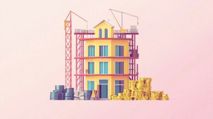 Naklejka premium Financial recovery flat design, side view, rebuilding after bankruptcy theme, animation, Triadic Color Scheme
