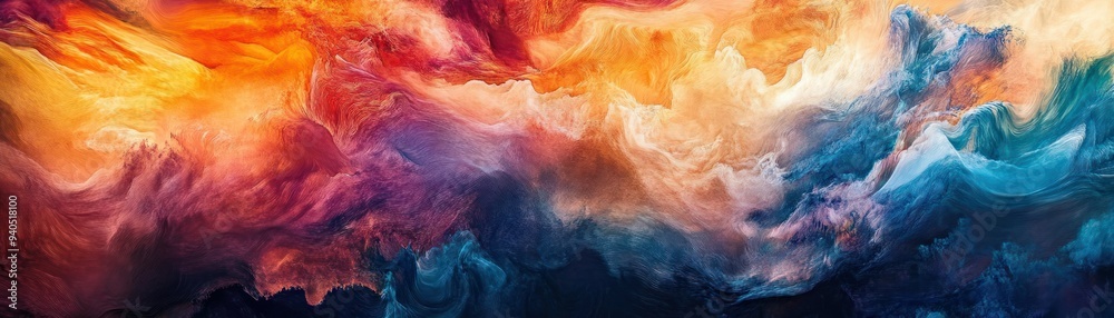 Poster abstract landscape with vivid colors and swirling patterns