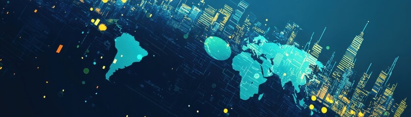 Obraz premium Global stock market flat design, top view, global financial theme, cartoon drawing, Complementary Color Scheme