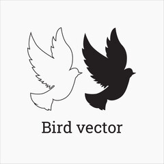 Set of black bird silhouettes. Vector elements for design
