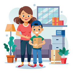 happy mother and child illustration vector