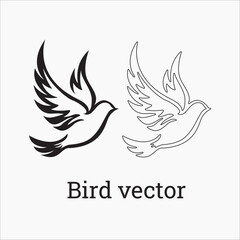 Set of black bird silhouettes. Vector elements for design