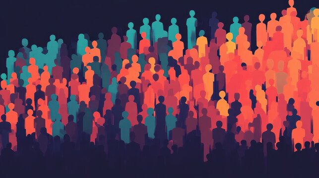 Population growth flat design, side view, increasing numbers theme, animation, Complementary Color Scheme