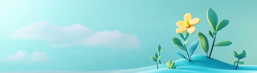 Obraz premium Growth in resilience flat design, side view, strengthening character theme, 3D render, colored pastel