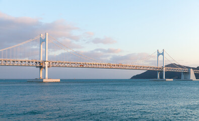 Gwangandaegyo bridge view, a suspension bridge of Busan city, South Korea
