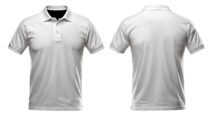Clean white polo shirt mock-up, Front and back view