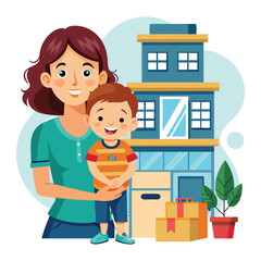 happy mother and child illustration vector