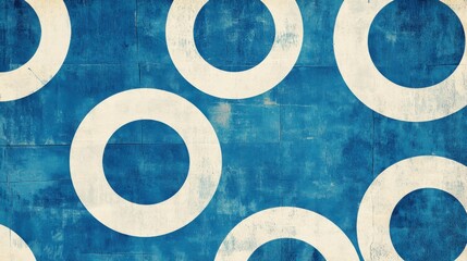 Abstract Blue Background with White Circular Patterns, Grunge Texture
