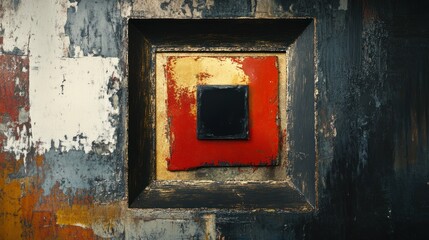 A Black Square Inside A Multicolored Frame