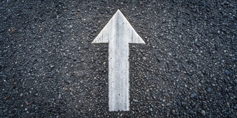 White Arrow on Black Gravel, Asphalt, Road, Direction, Path,