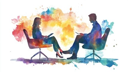 Credit counseling flat design, side view, financial advice theme, water color, vivid