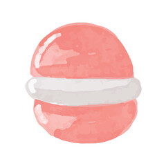 watercolor macaron red velvet flour isolated on white background