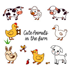 Naklejka premium Cute Animals in the Farm