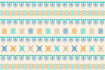 Ethnic pattern seamless pixel art for Fabric geometric ethnic pattern seamless,Pixel pattern art wallpaper Background, Design for fabric, curtain, carpet ,geometry seamless pattern art illustration