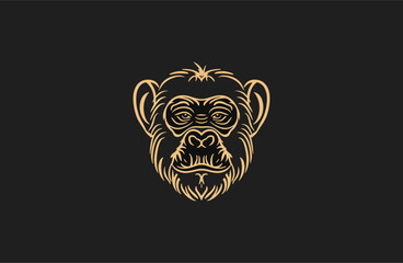 Head Monkey logo vector icon illustration vintage style
