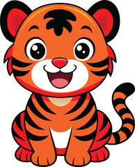 Happy and smiling cute baby tiger vector illustration design