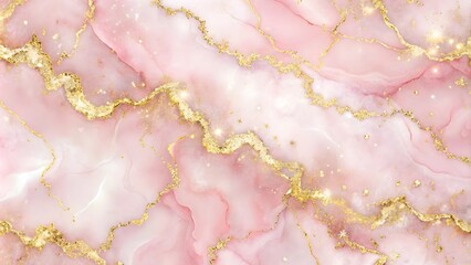 Abstract pink marble background with golden AI generated