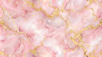 Abstract pink marble background with golden AI generated	