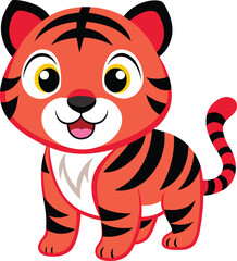 Happy and smiling cute baby tiger illustration design