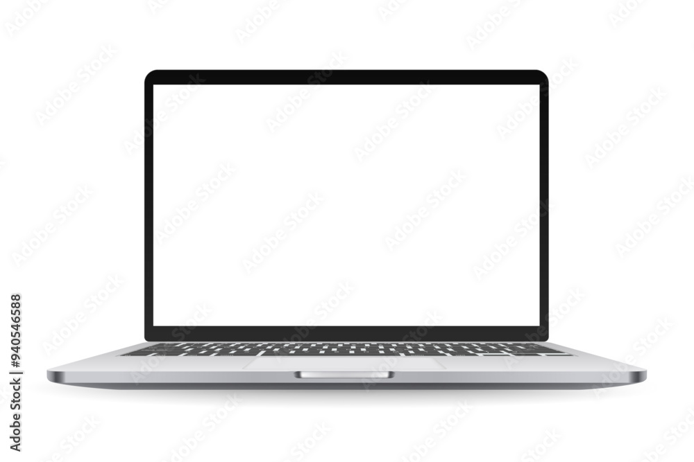 Poster Modern laptop with empty screen. Vector mockup with white background