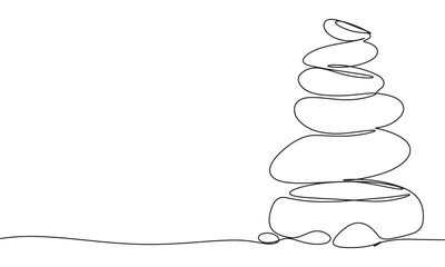 Spa stone stack one line continuous. Hand drawn vector art.