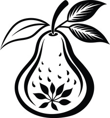 Pear fruit silhouette illustration black and white