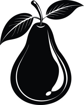 recommend clip art: Pear fruit silhouette illustration black and white
