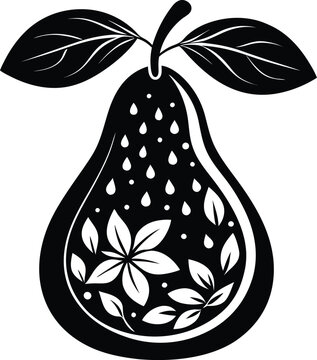 recommend clip art: Pear fruit silhouette illustration black and white